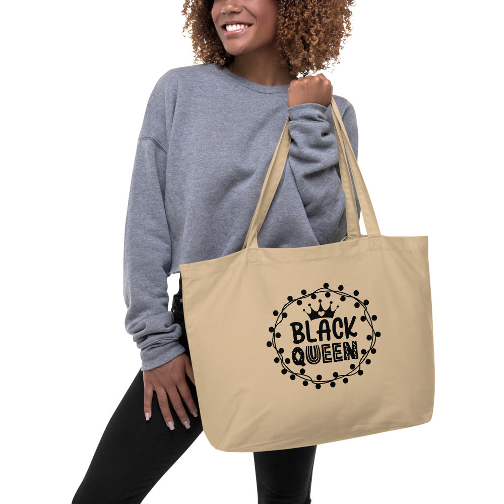 BLACK QUEEN Large organic tote bag