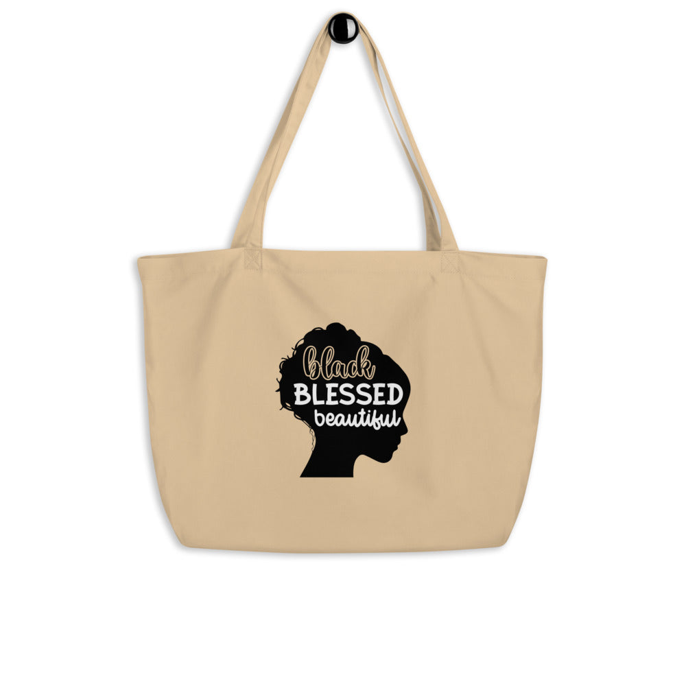 BLACK BLESSED Large organic tote bag